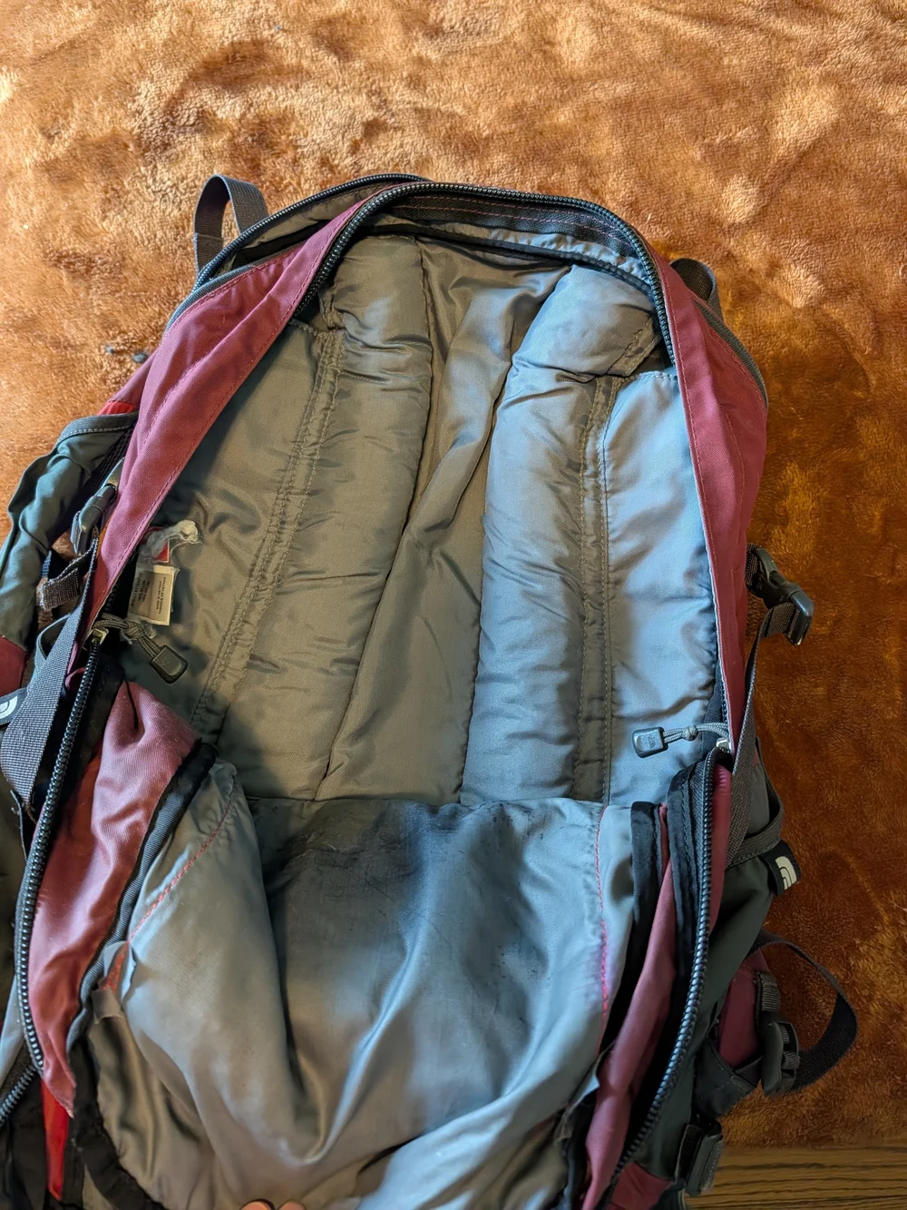 The North Face Men's Red and Gray Backpack